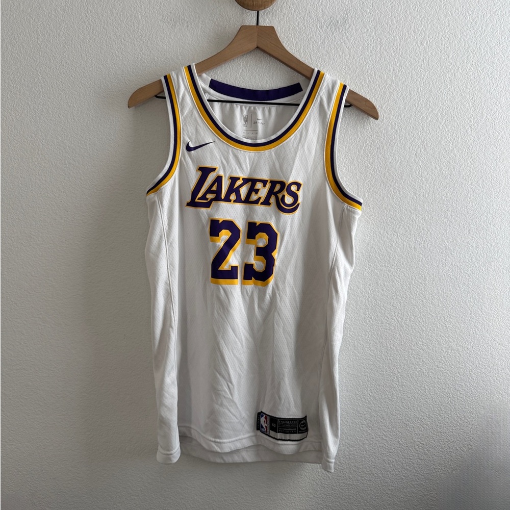 Nike Lebron James #23 White Dri Fit Jersey LA Lakers
